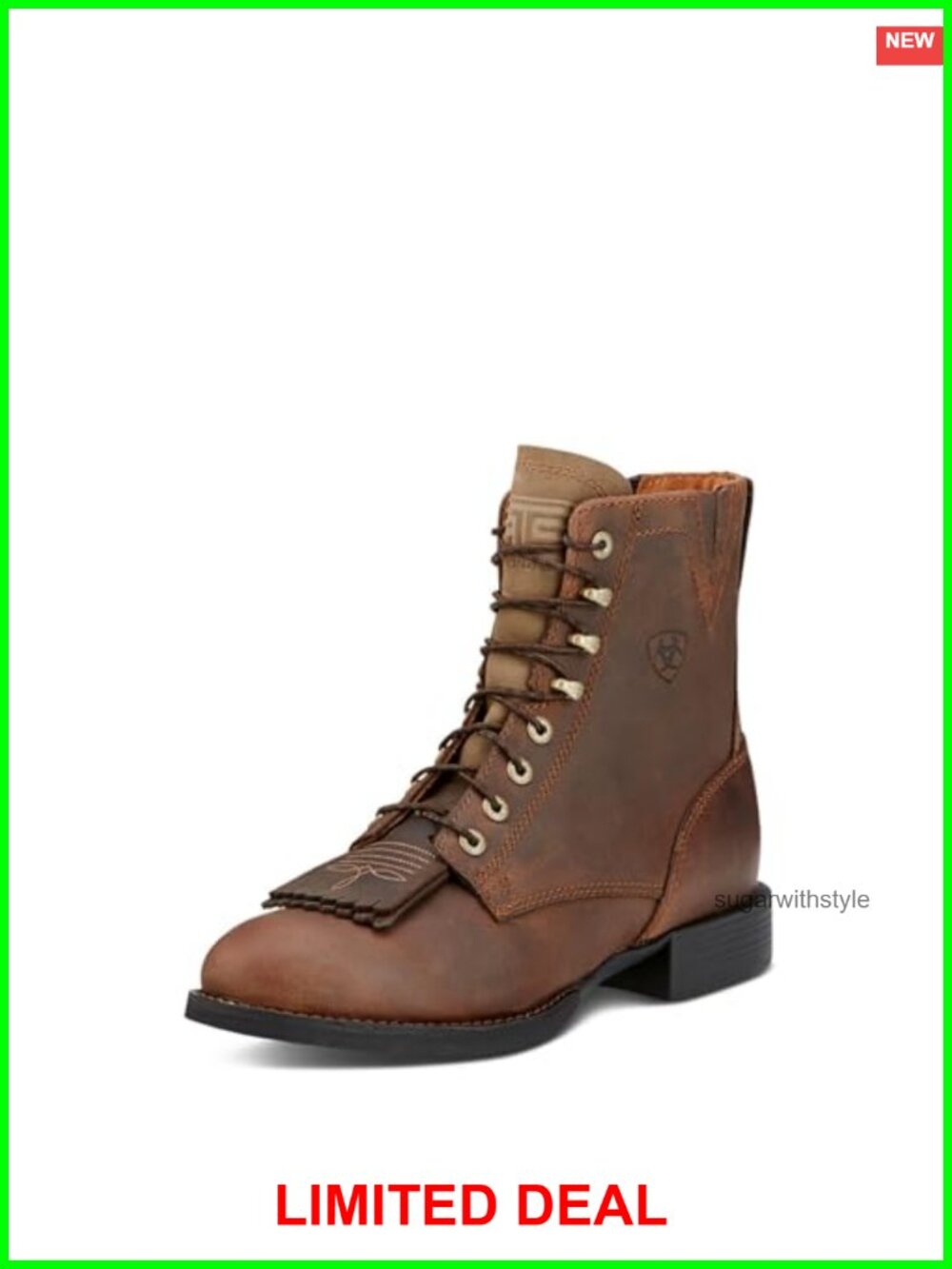 Leather Lace Up Ankle Work Boots Western Roper